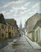 unknow artist, A street in Czech town Vysoke Myto with Smekals  bakery
